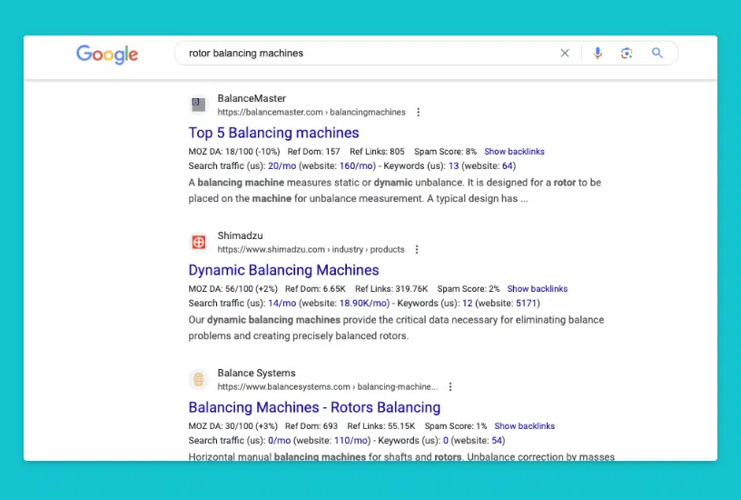 Manufacturing companies ranking organicly in search engines