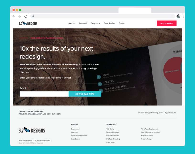 Example of a web page with very little content