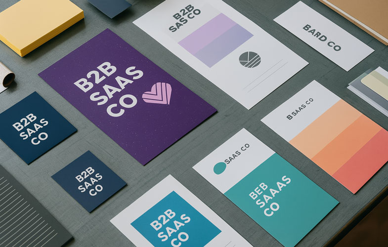 An example of brand assets that lack consistency