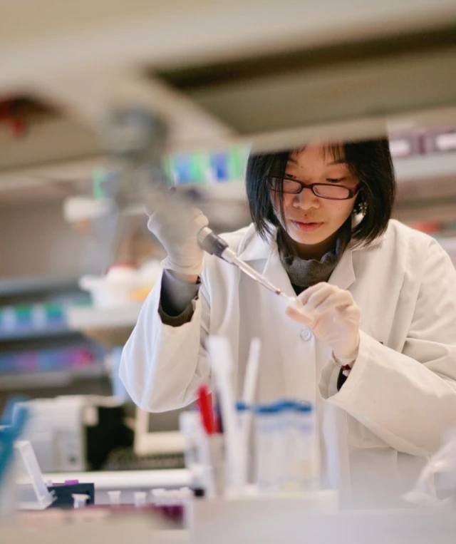 A life science researcher in a lab